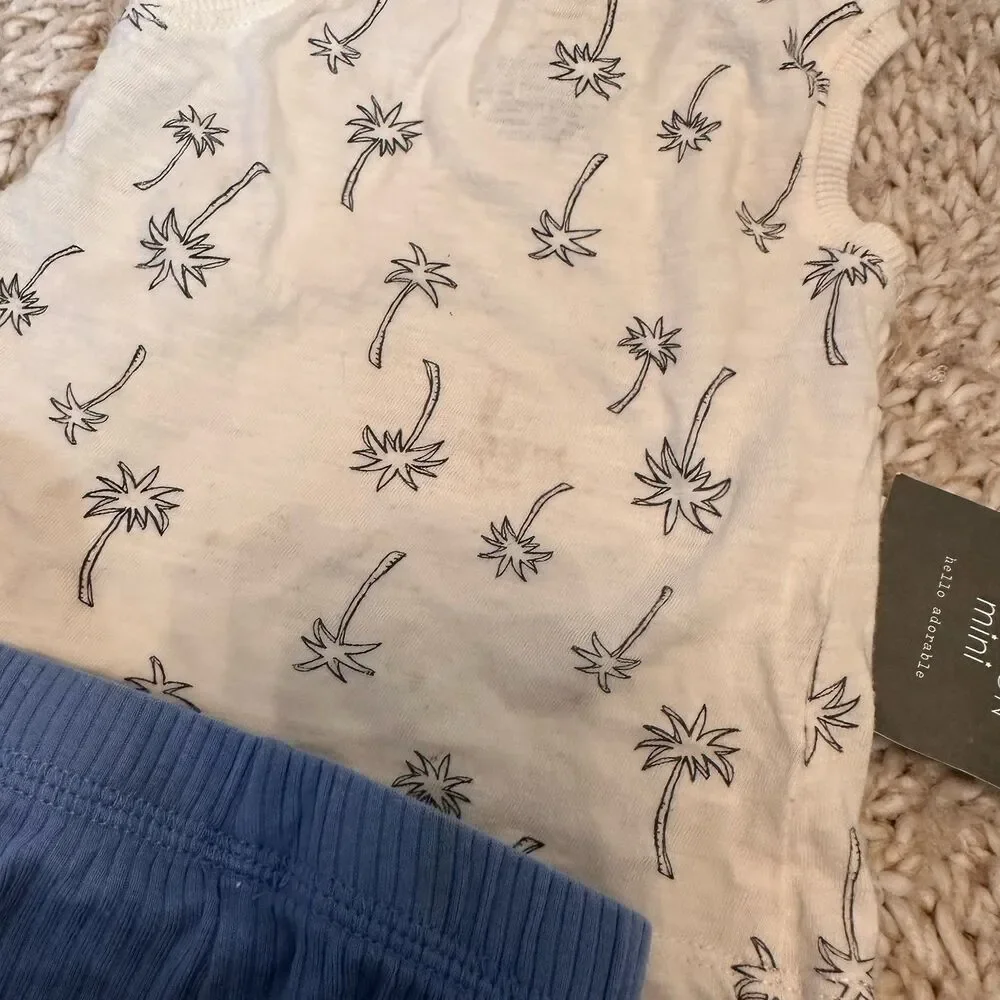 NWT 3/6 Grayson mini romper and sleeveless top with jogger pants
